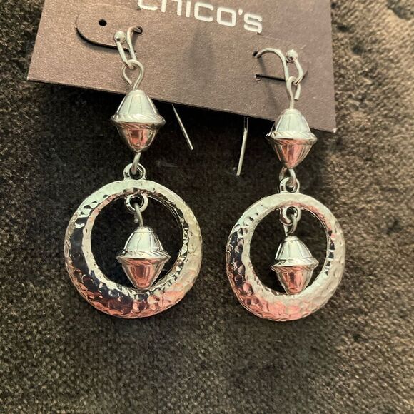 0112-Chico's Silver Dangle Earrings - Picture 2 of 4
